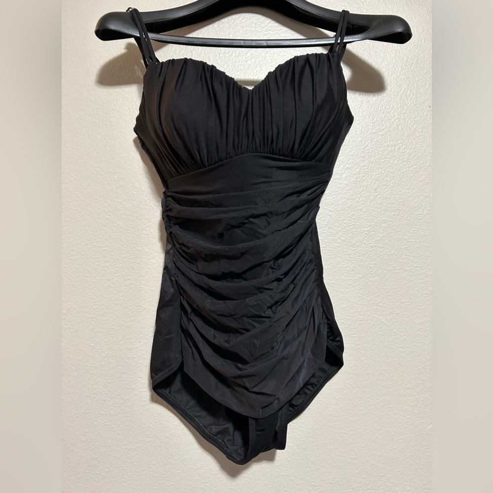 Victoria Secret one piece black sculpting tummy tucking swimsuit -c measurements